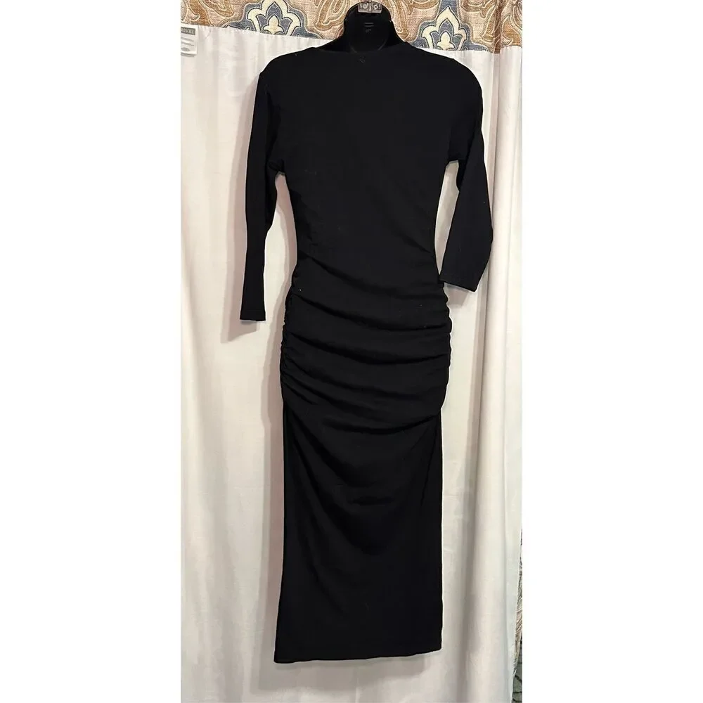 Beautiful UNIQUE Michael Stars Anthropologie Black Maxi Dress Longsleeves Bodyc - Picture 6 of 10